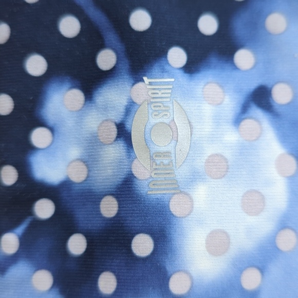 Inner Spirit Polka Dot Yoga Leggings S Blue White Pattern - Picture 11 of 15